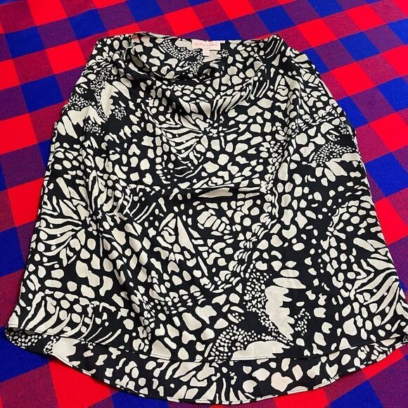 Black Label By Chico’s Silk Black Beige Tank Top Blouse Size Large - Picture 3 of 7